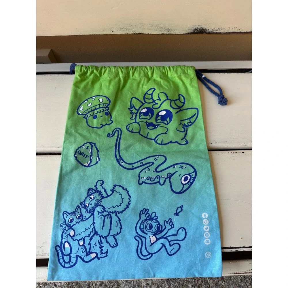 Makeship Drawstring Bag Blue Green Gradient Character Canvas Cinch Sack